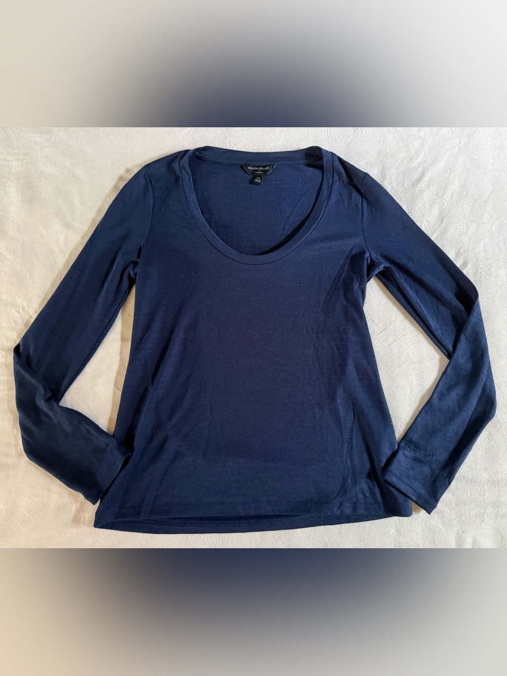 Banana Republic Navy Scoop-Neck Long Sleeve Top